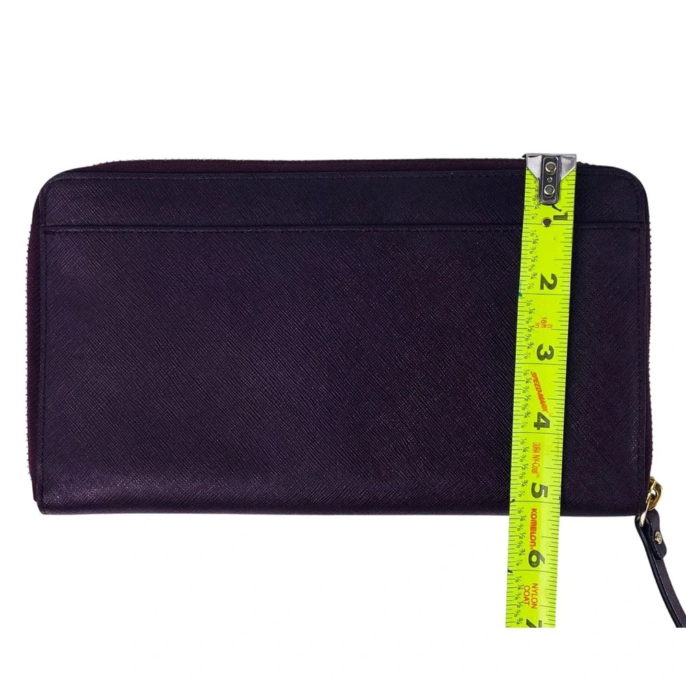 Kate Spade New York Laurel Way Talla Texture Deep Plum Leather Zip AroundWallet